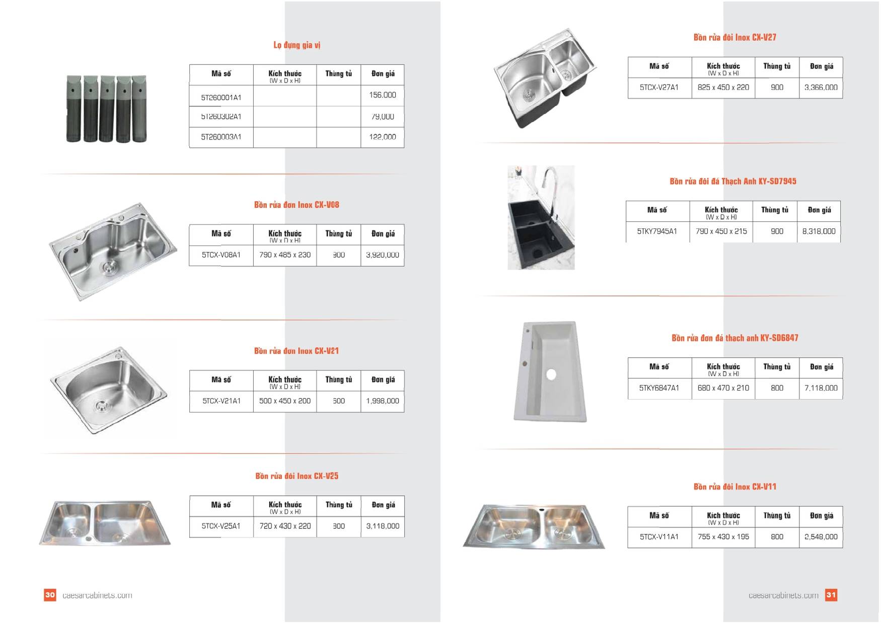 Tủ bếp CAESAR Bảng giá và Catalogue mới nhất 2025 /Page 15